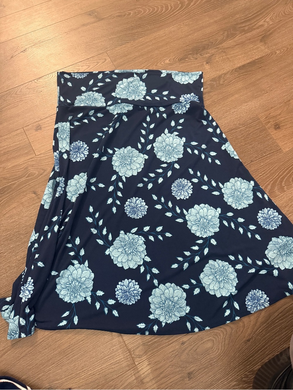 LuLaRoe Navy Skirt with Light Blue Floral Print